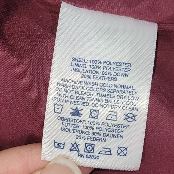 Land's End Puffer Vest Womens XS Red Zip Down Feathers Collar Pockets Lined - Picture 3 of 10